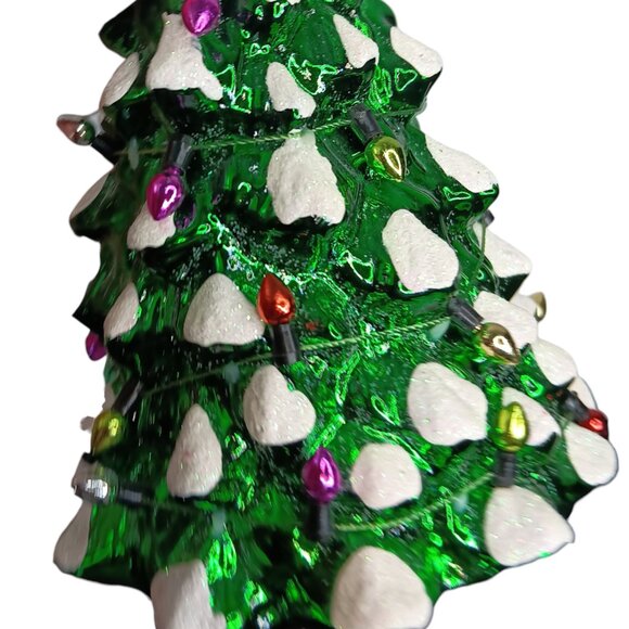 Miniature Glass Christmas Tree Ornament with String Lights By JS 6.5" EUC - Picture 8 of 9